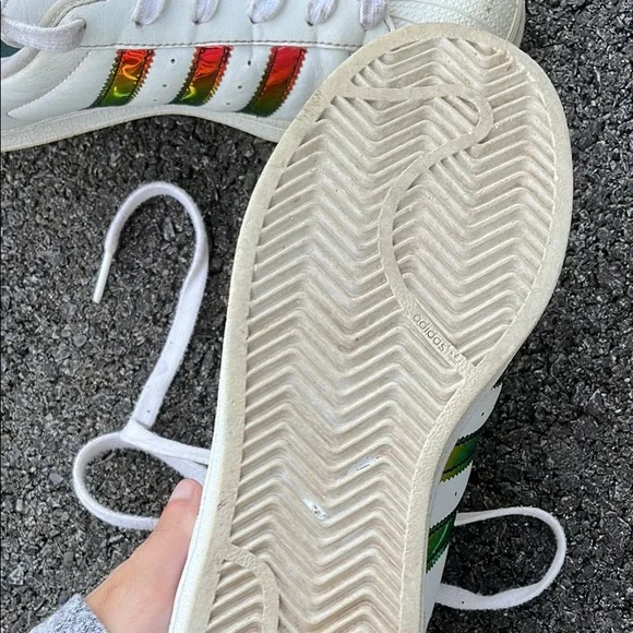Holographic adidas superstars womens 6.5 - Picture 2 of 4